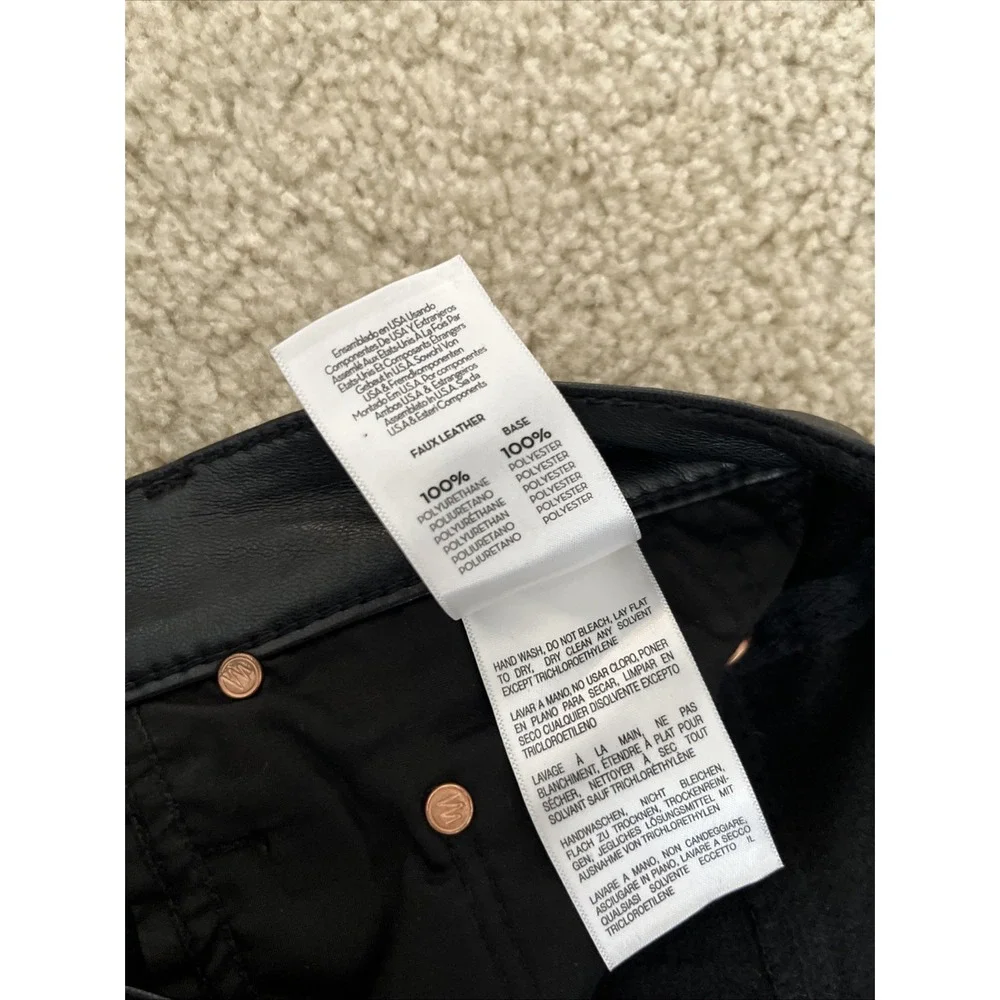 MOTHER Super Swooner Wax On Wax Off Black Faux Leather Pants Size 30